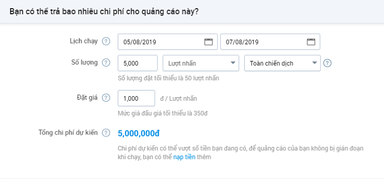 Giá tiền quảng cáo trên Zalo - Cách đặt giá thầu cho Zalo Ads