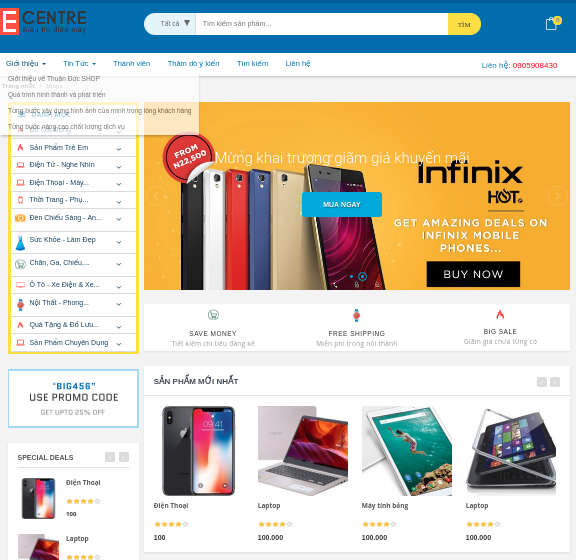 Giao diện website bán hàng - shop15 - NukeViet Store