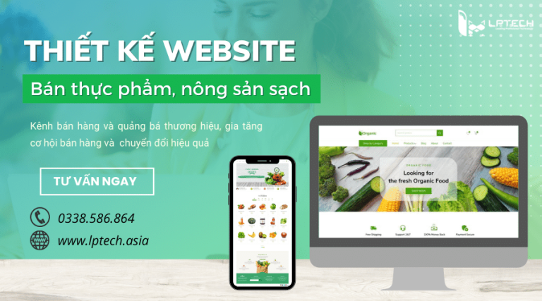Thiết kế website bán hàng thực phẩm, nông sản sạch chuẩn SEO