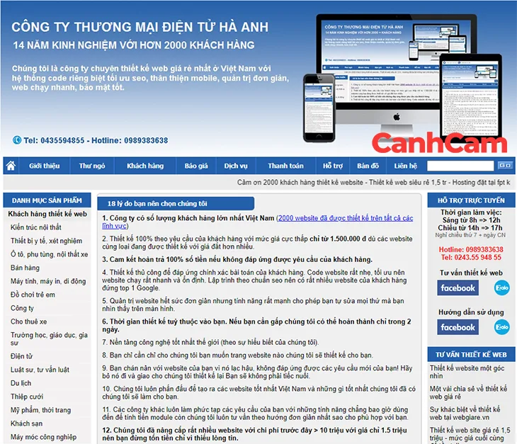 Thiết kế website giá rẻ uy tín