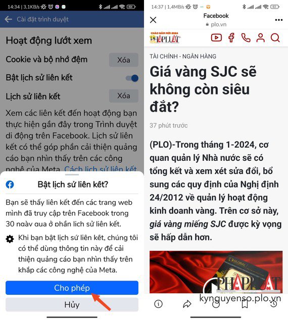 Nếu không muốn bị Facebook theo dõi bạn hãy tắt tính năng Link History