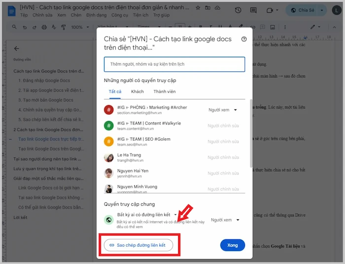 Cách tạo link Google Docs trên Điện thoại chi tiết từ A-z